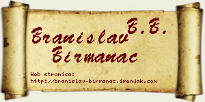 Branislav Birmanac vizit kartica